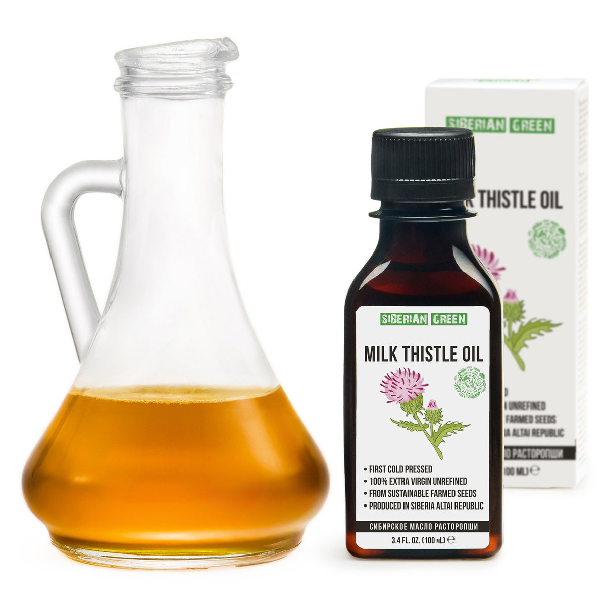 Olio di cardo mariano biologico puro ed extravergine spremuto a freddo | 100 ml