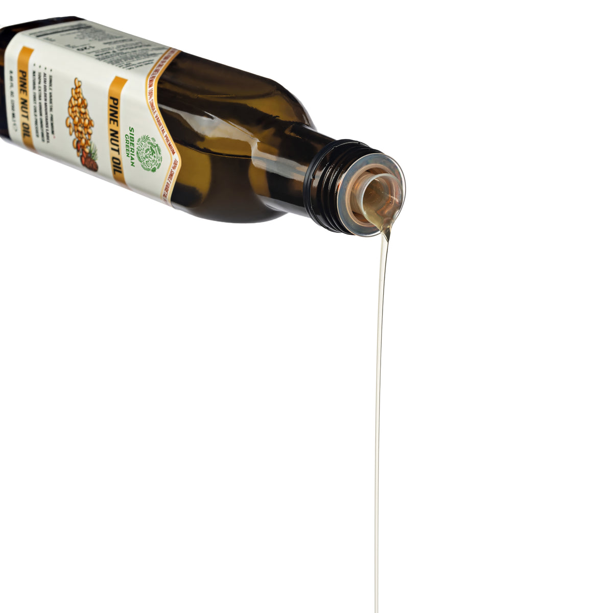 Olio di Pinolo Biologico Verde Siberiano - Spremuto a freddo | Bottiglia di vetro da 250 ml