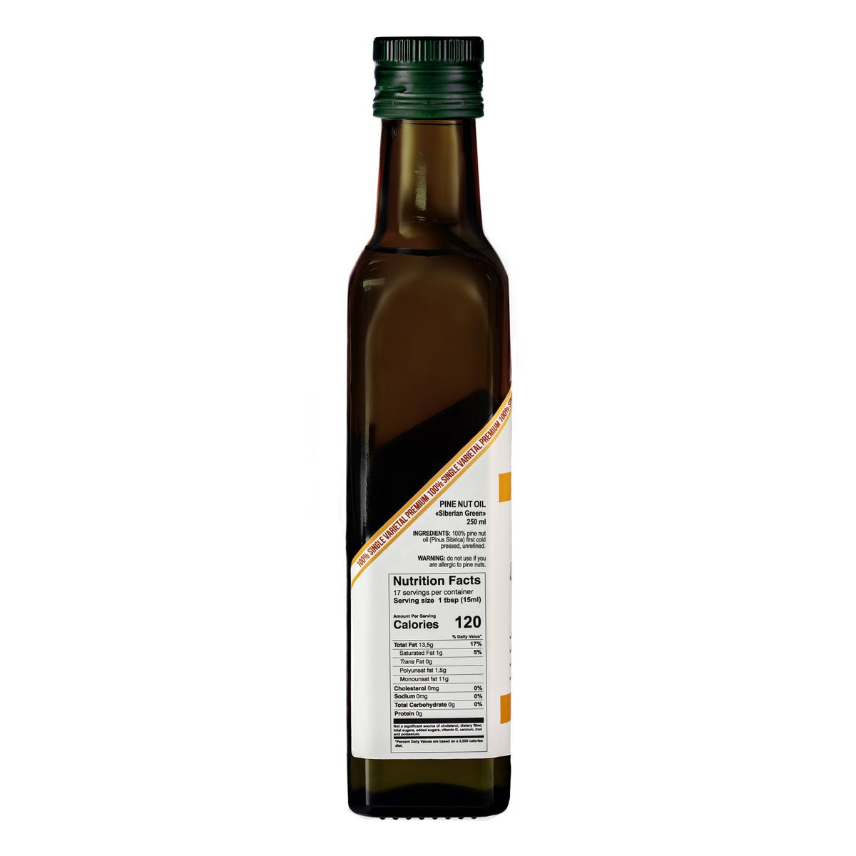 Olio di Pinolo Biologico Verde Siberiano - Spremuto a freddo | Bottiglia di vetro da 250 ml