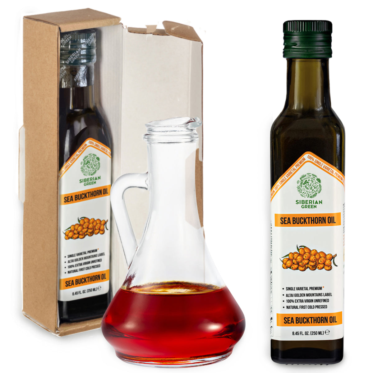 Olio di olivello spinoso verde siberiano - 250ml Extravergine spremuto a freddo