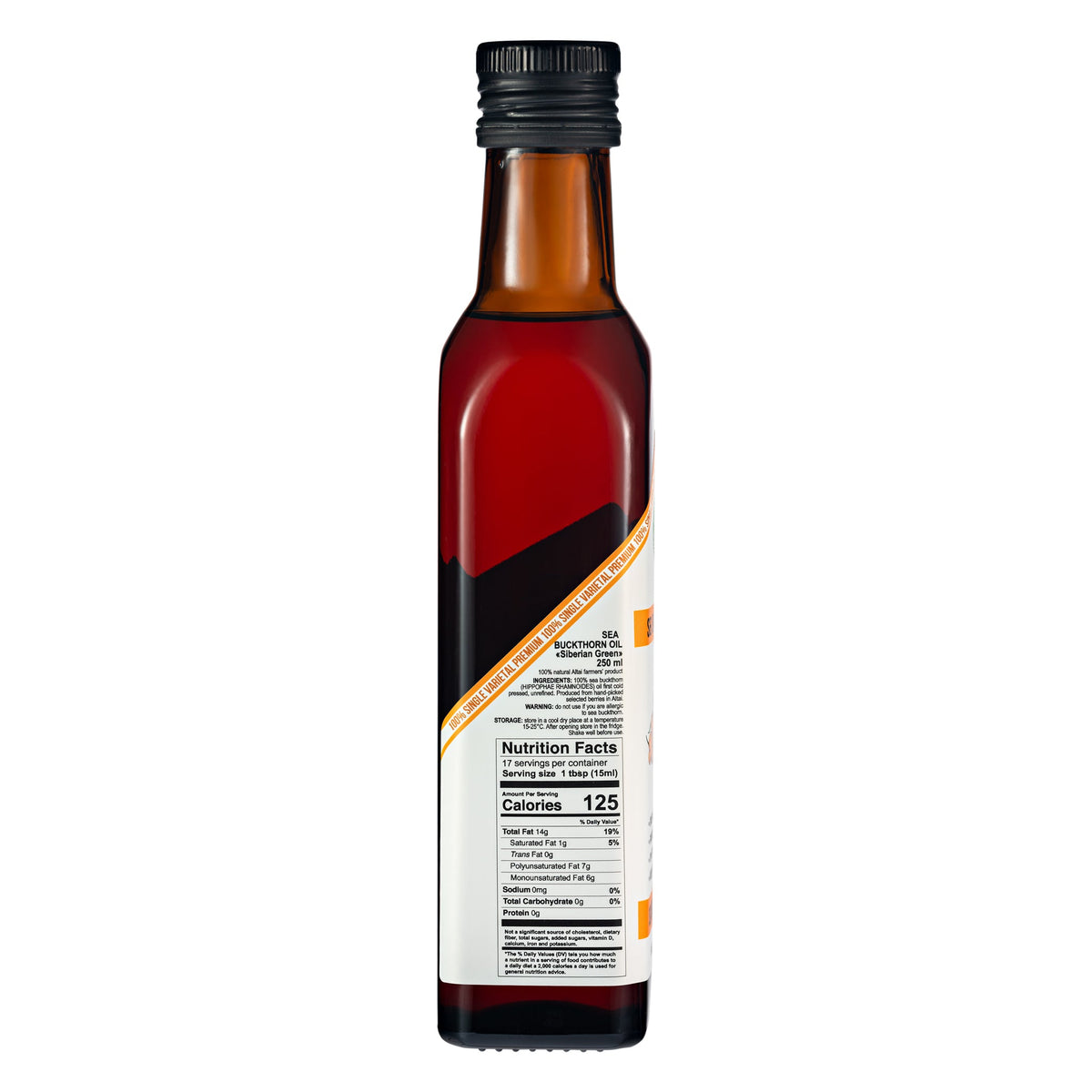 Olio di olivello spinoso verde siberiano - 250 ml Extravergine (Bottiglia di vetro)