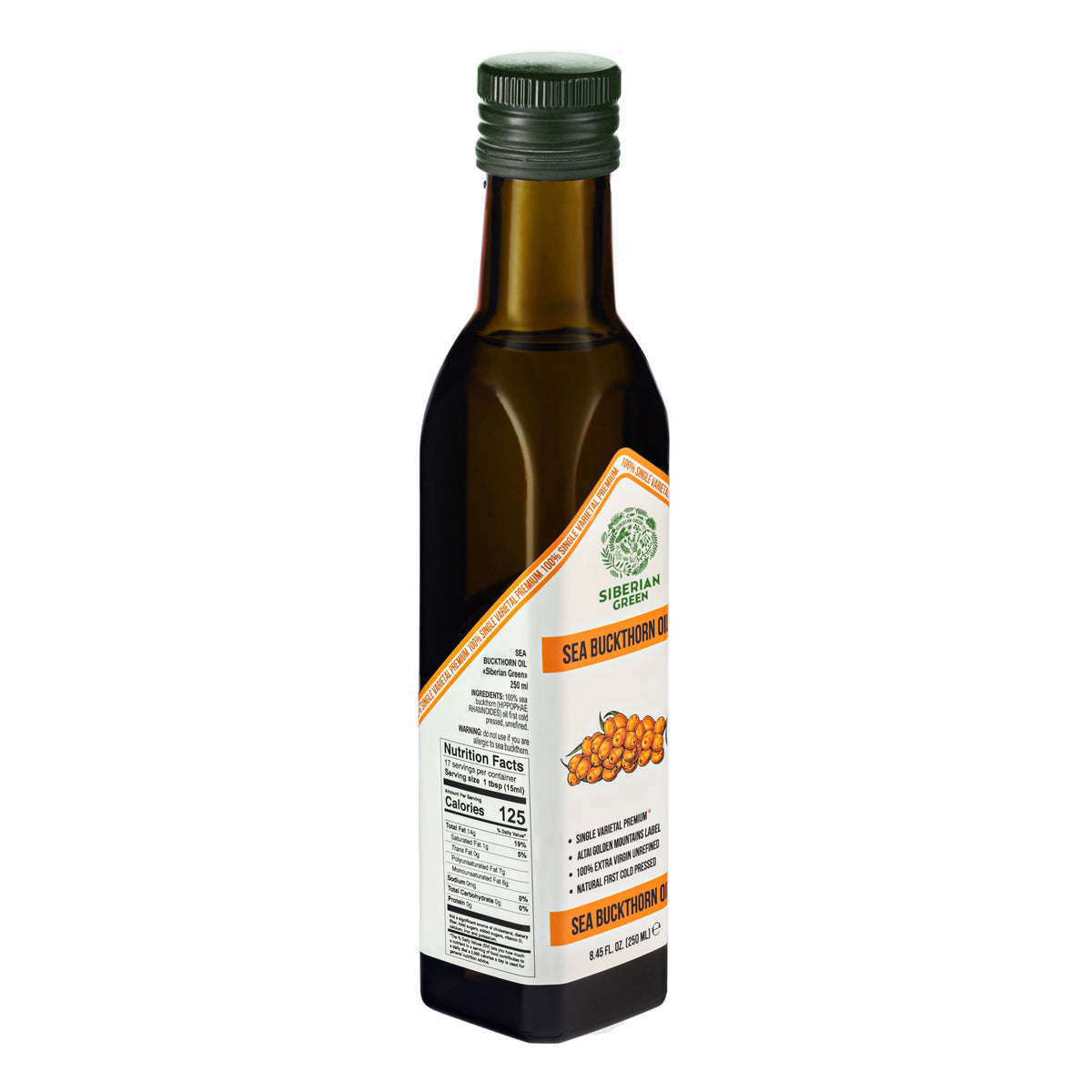 Olio di olivello spinoso verde siberiano - 250ml Extravergine spremuto a freddo