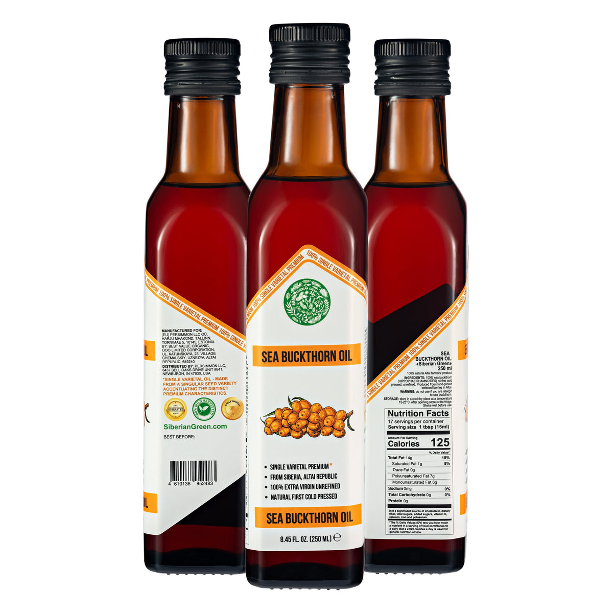 Olio di olivello spinoso verde siberiano - 250 ml 