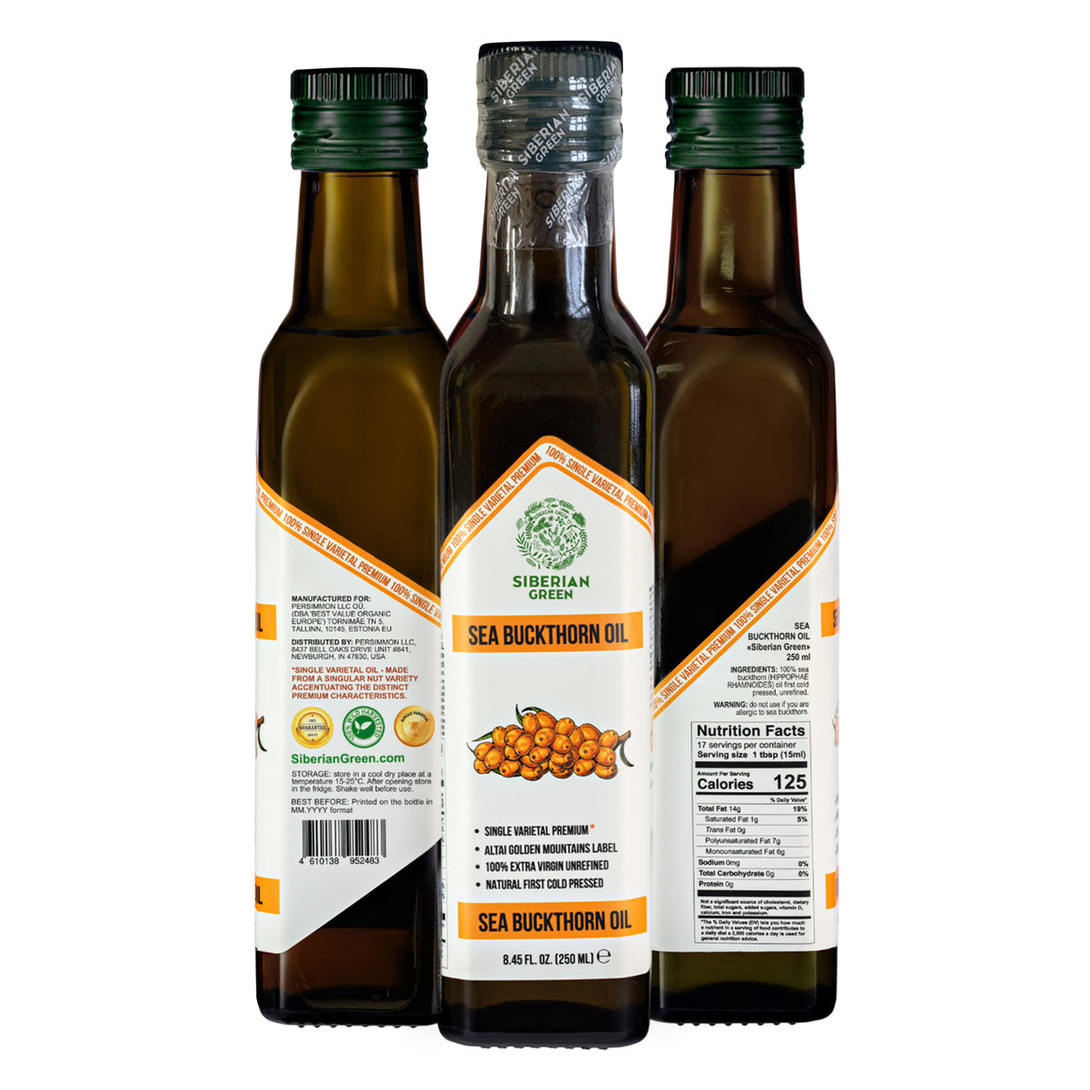 Olio di olivello spinoso verde siberiano - 250ml Extravergine spremuto a freddo