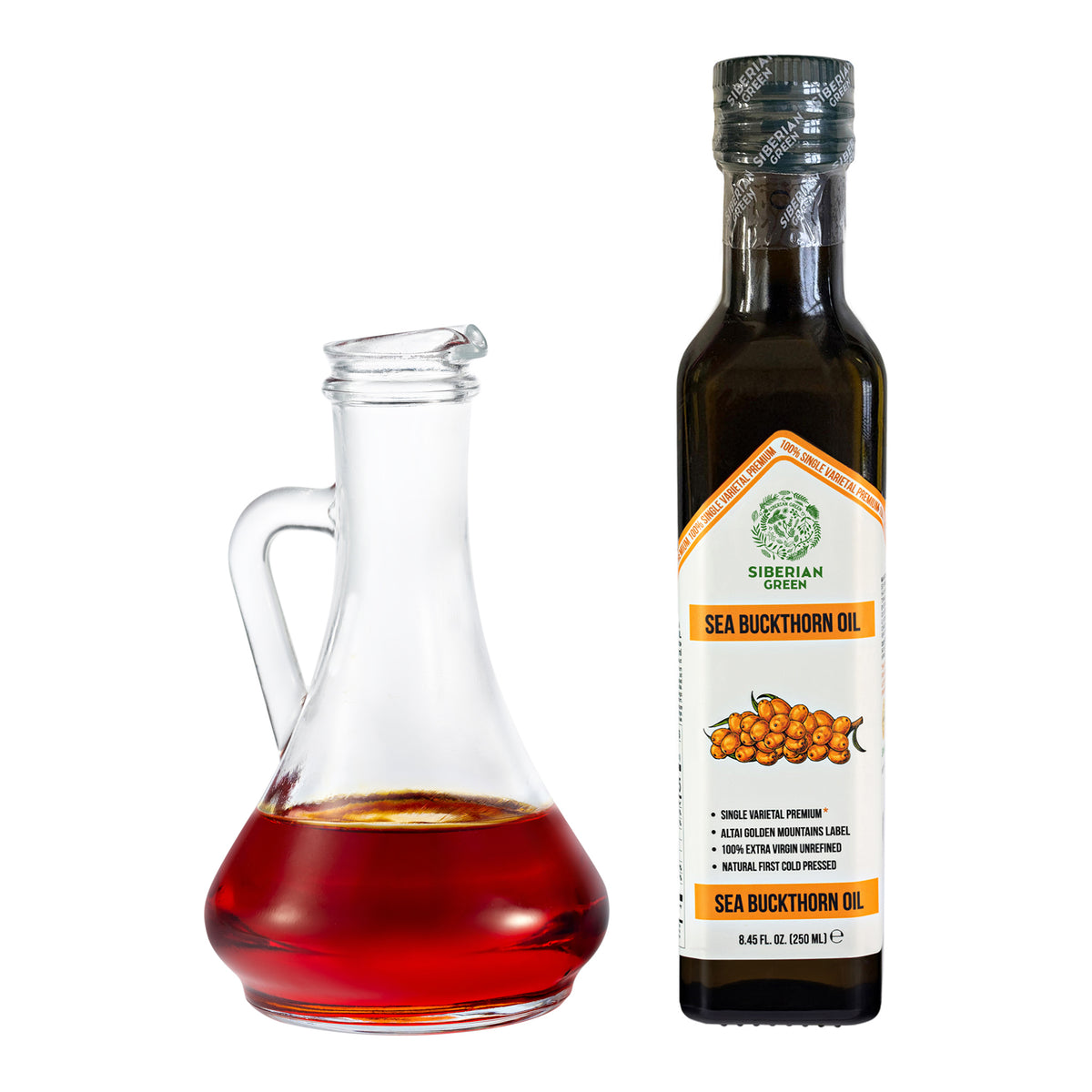Olio di olivello spinoso verde siberiano - 250ml Extravergine spremuto a freddo