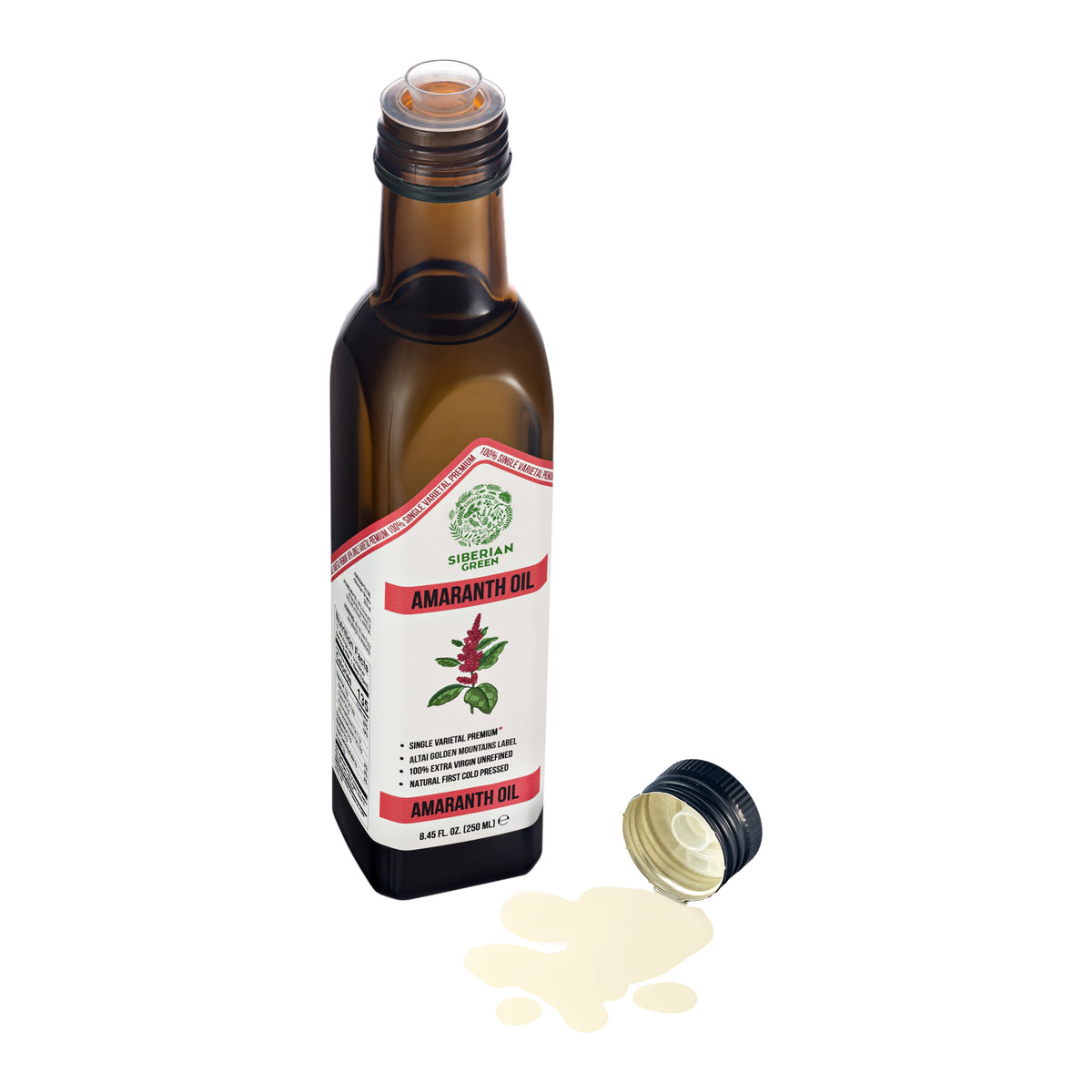 Olio di amaranto verde siberiano - Spremuto a freddo | Bottiglia di vetro da 250 ml
