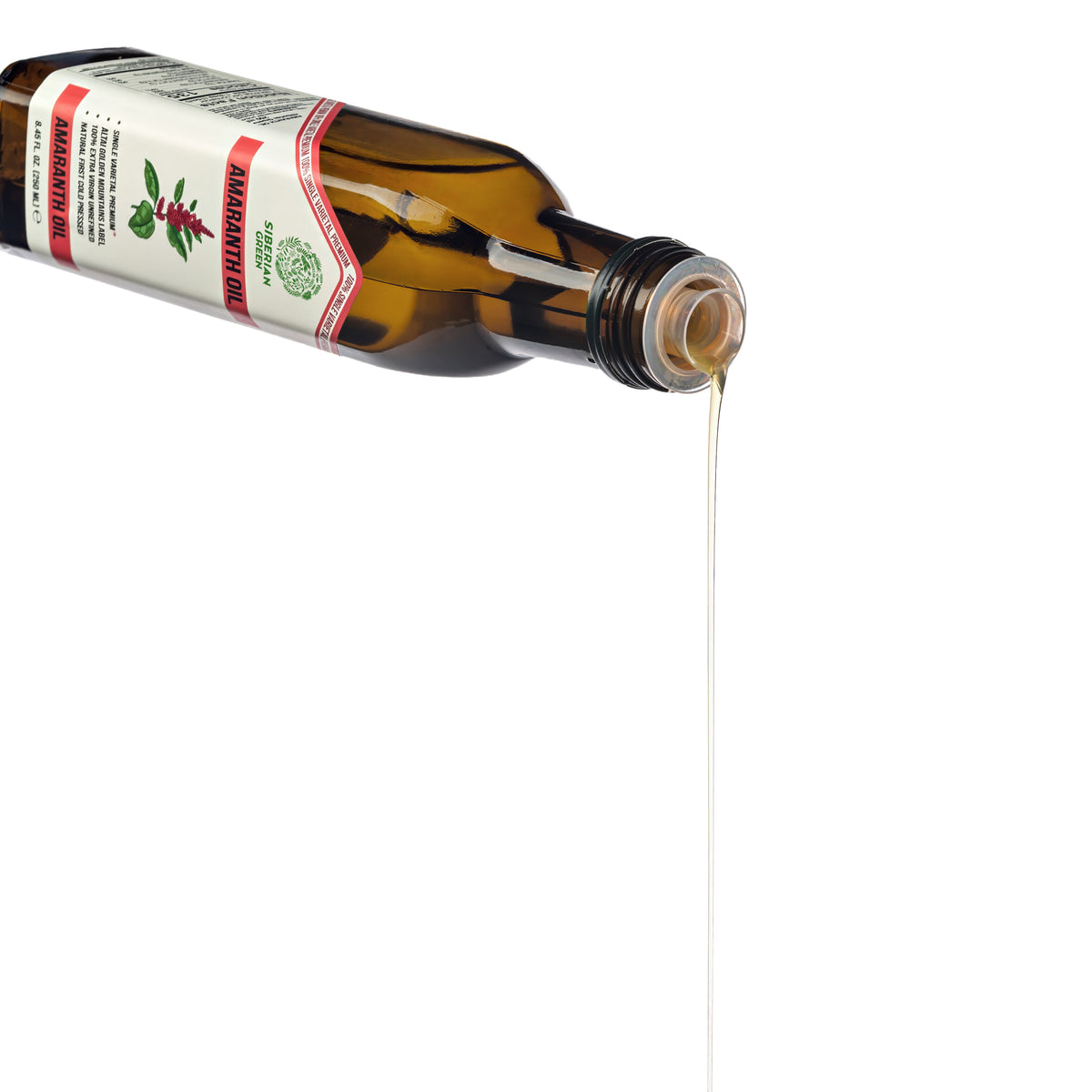 Olio di amaranto verde siberiano - Spremuto a freddo | Bottiglia di vetro da 250 ml