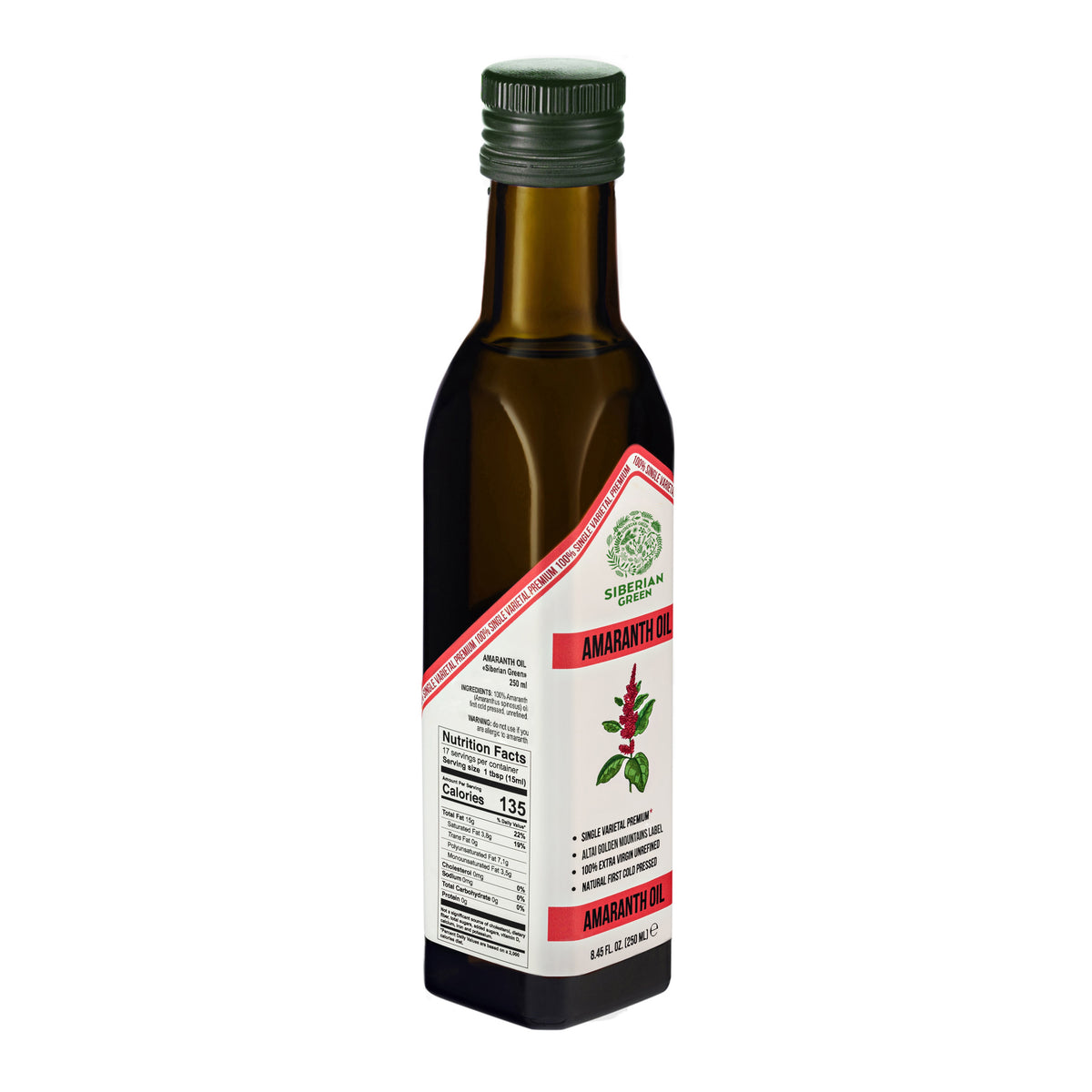 Olio di amaranto verde siberiano - Spremuto a freddo | Bottiglia di vetro da 250 ml