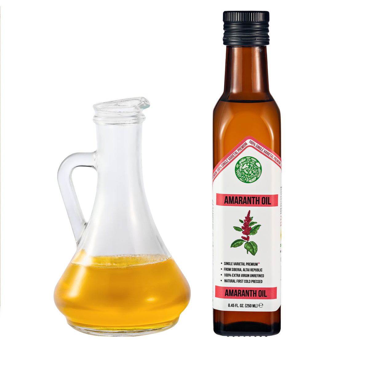 Olio di amaranto verde siberiano - Spremuto a freddo | Bottiglia di vetro da 250 ml