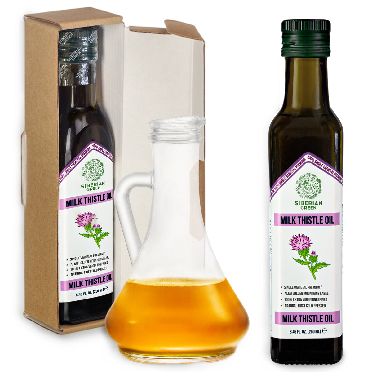 Olio di cardo mariano verde siberiano - 250ml Extravergine spremuto a freddo