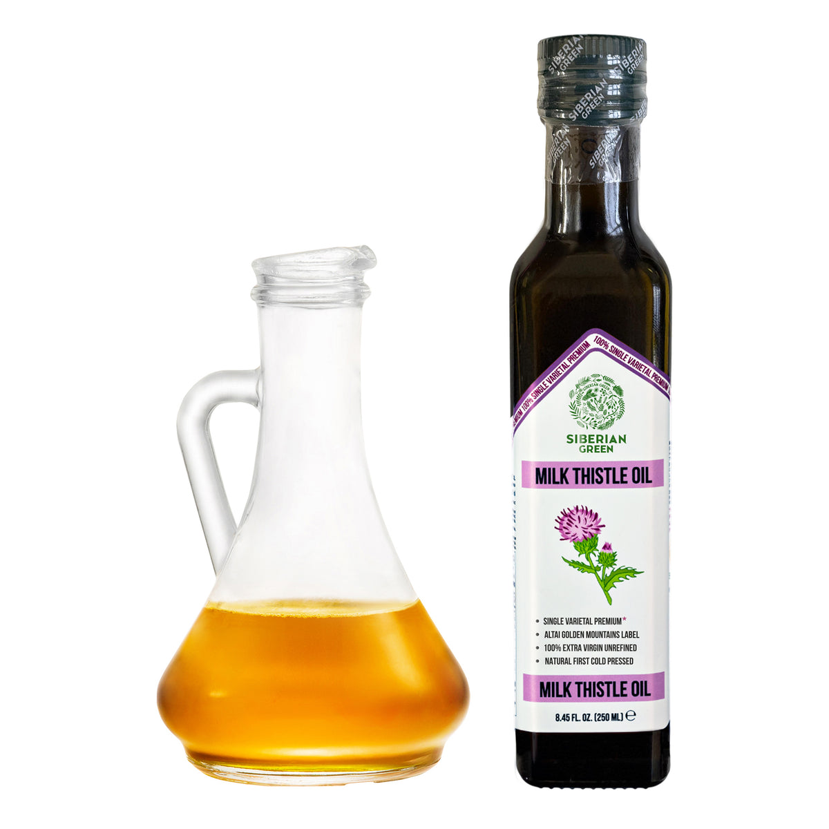 Olio di cardo mariano verde siberiano - 250ml Extravergine spremuto a freddo