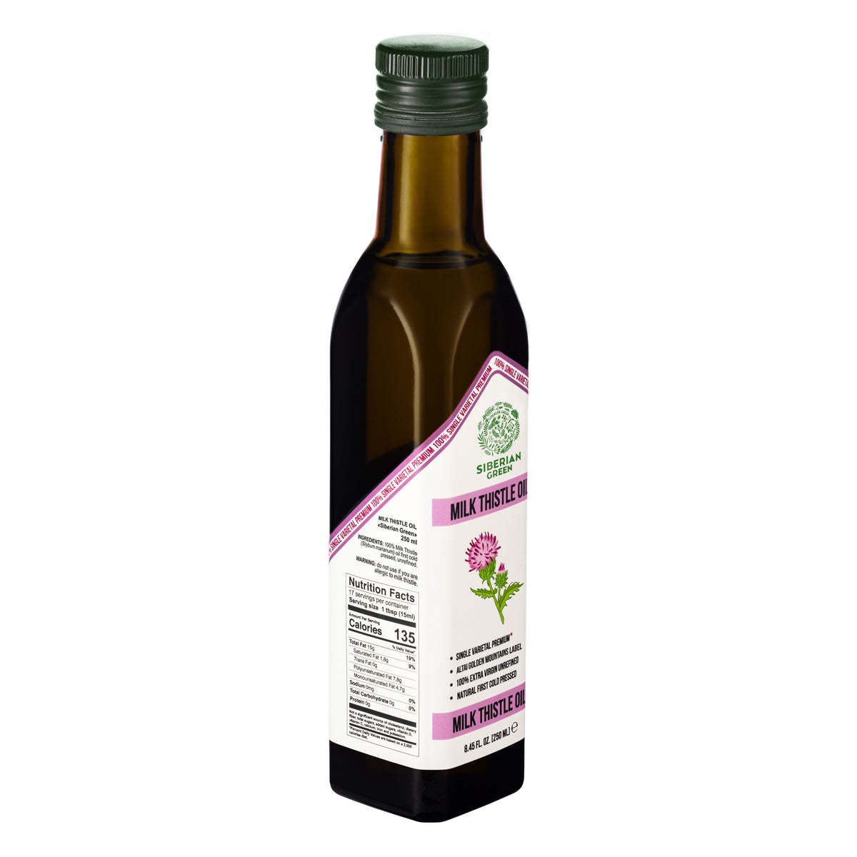 Olio di cardo mariano verde siberiano - 250ml Extravergine spremuto a freddo