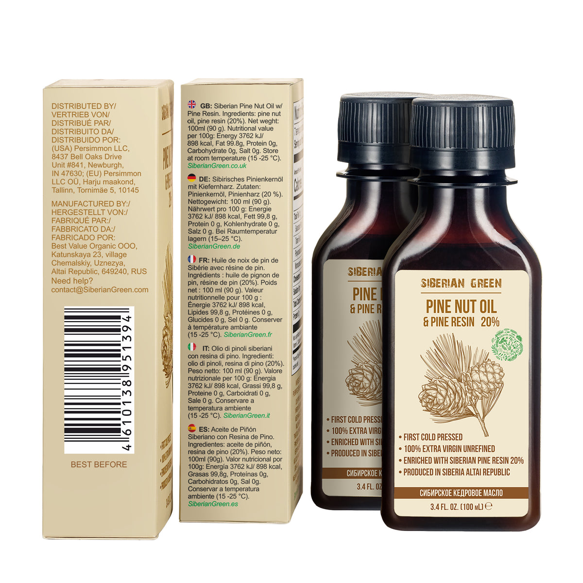 Olio di pinoli siberiani con resina di cedro - 100ml | 100% naturale e spremuto a freddo