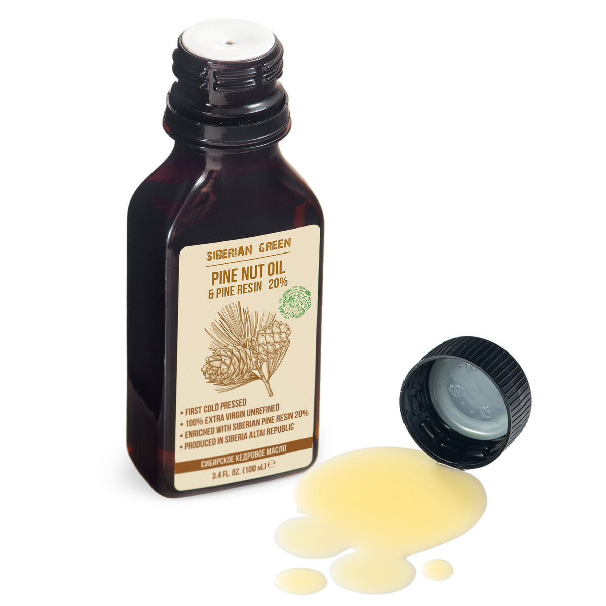 Olio di pinoli siberiani con resina di cedro - 100ml | 100% naturale e spremuto a freddo