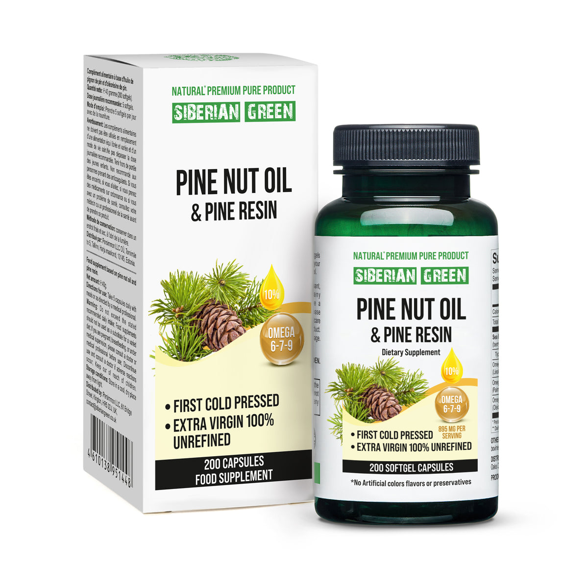 Capsule di olio di pino siberiano con resina di pino - 200 capsule molli