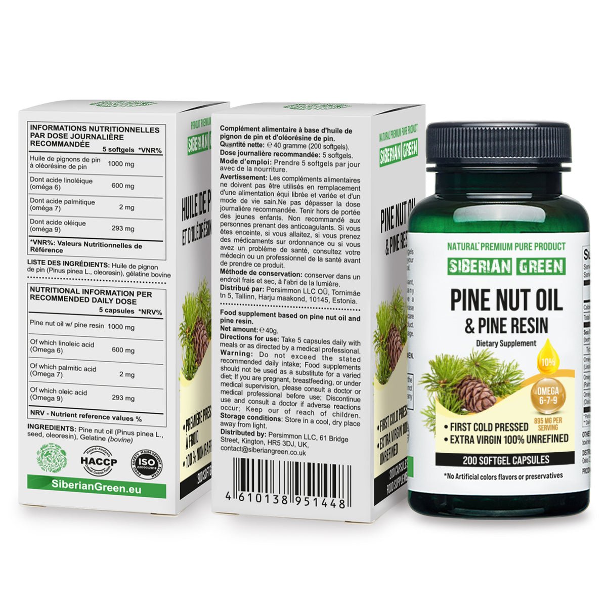 Capsule di olio di pino siberiano con resina di pino - 200 capsule molli