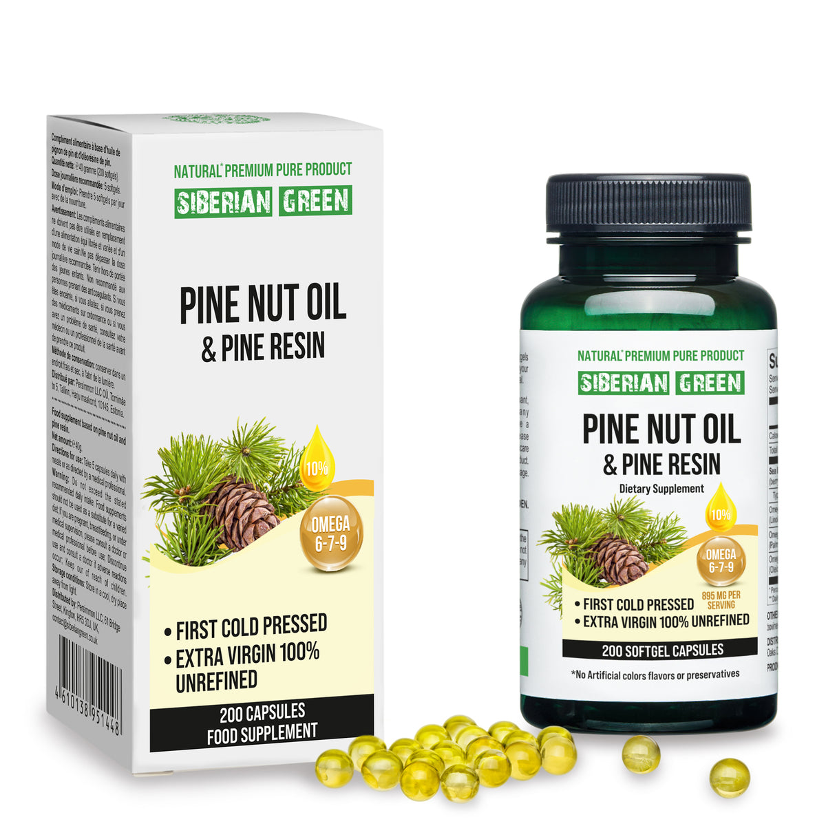 Capsule di olio di pino siberiano con resina di pino - 200 capsule molli