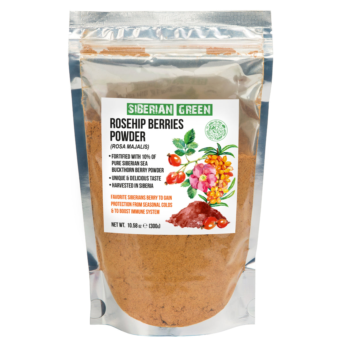 Siberian Green Wild Rose Hip & Sea Buckthorn Powder - 300 g (10,58 oz)