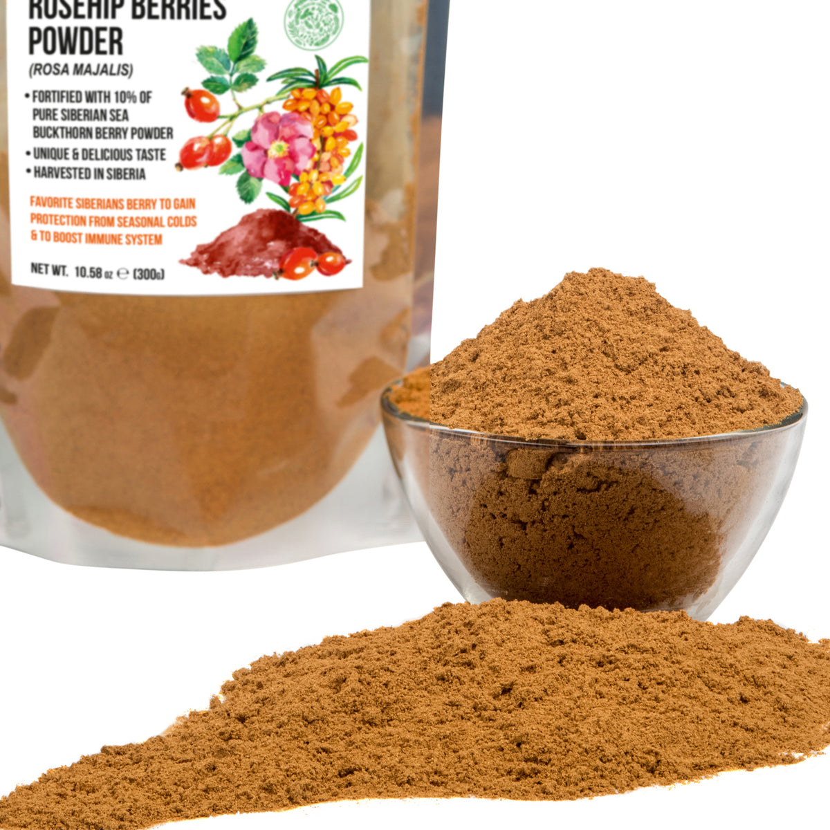 Siberian Green Wild Rose Hip & Sea Buckthorn Powder - 300 g (10,58 oz)