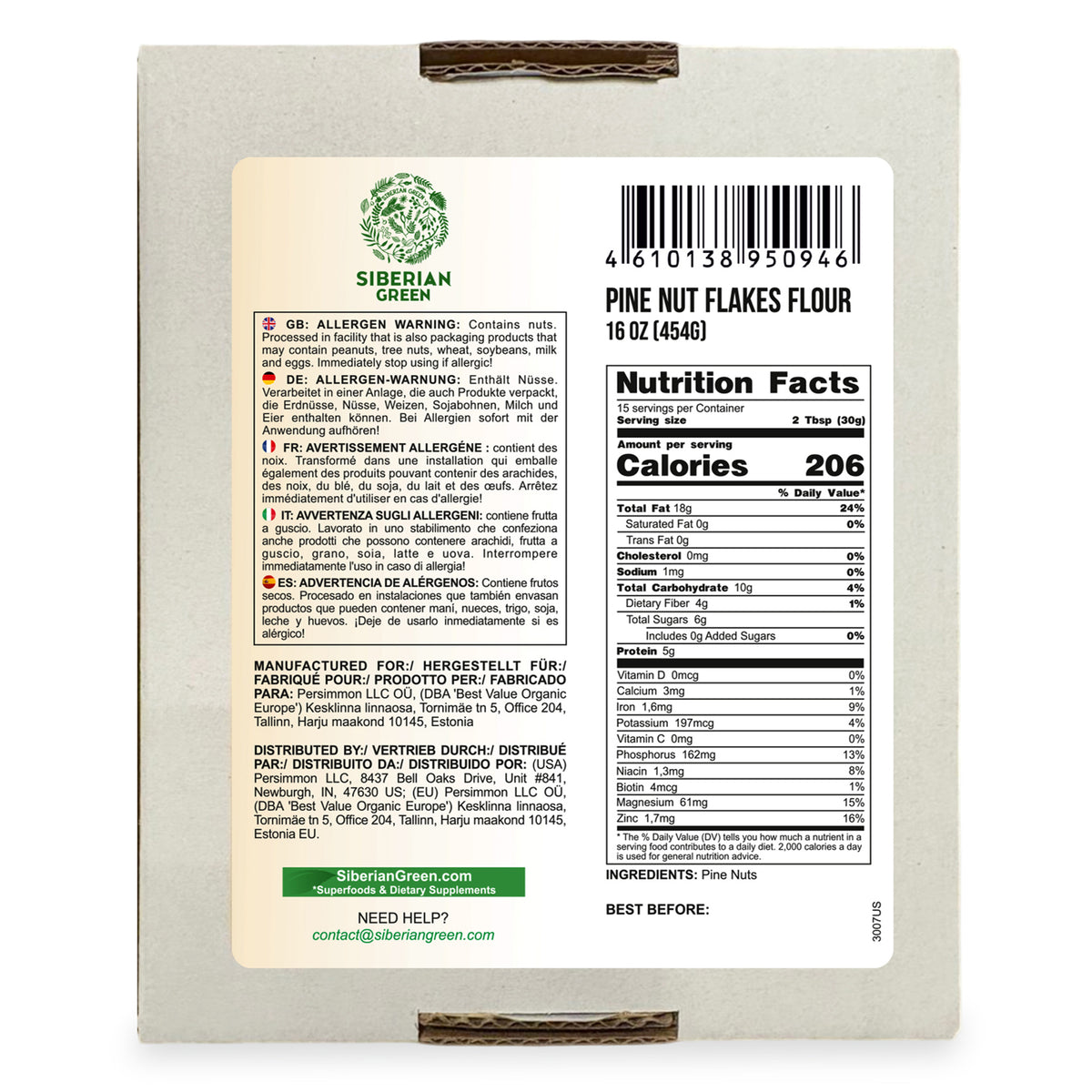 Polvere di pinoli siberiani - 454 g | Farina di pinoli biologici dell'Altai