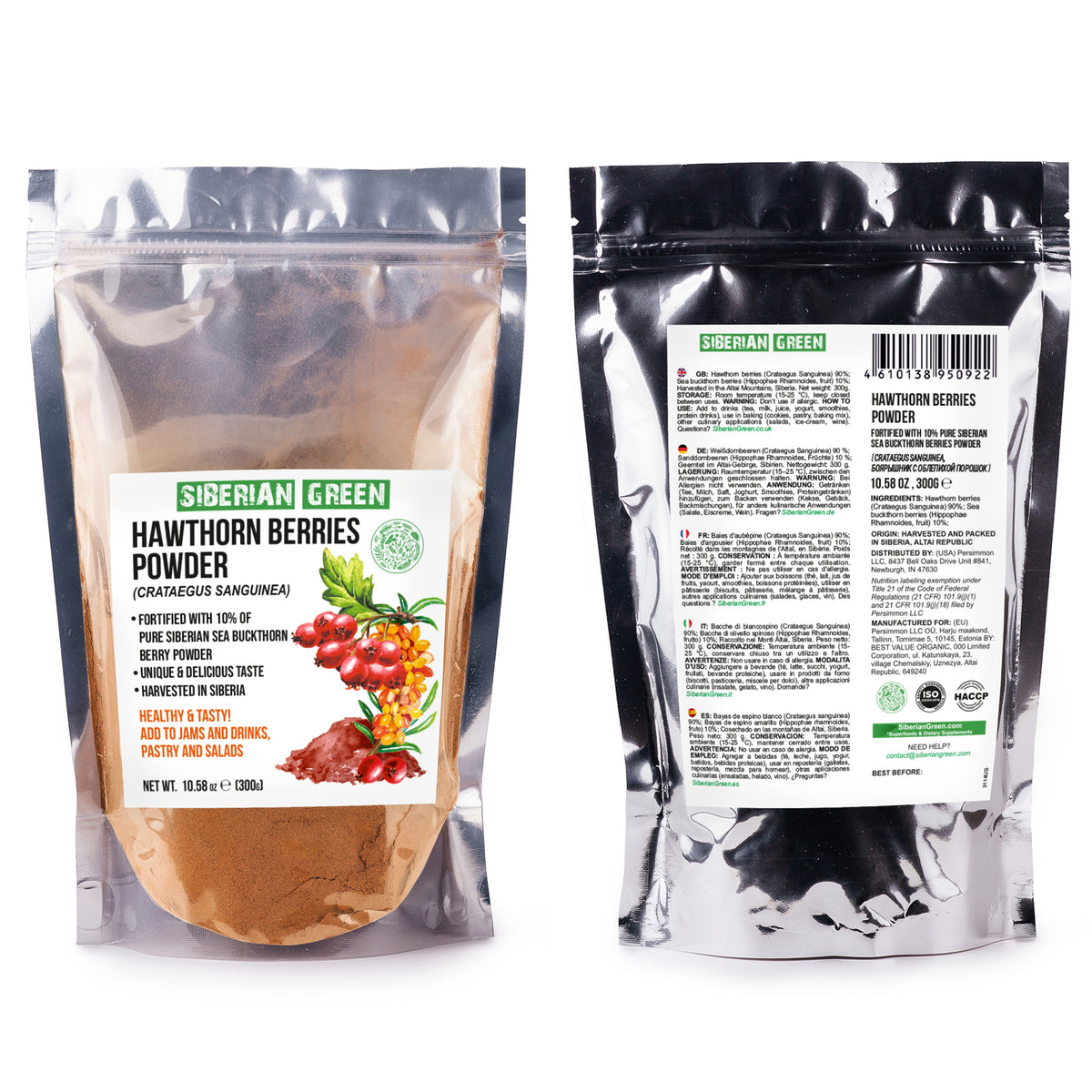 Polvere di biancospino arricchita con bacche di olivello spinoso in polvere - 300 g