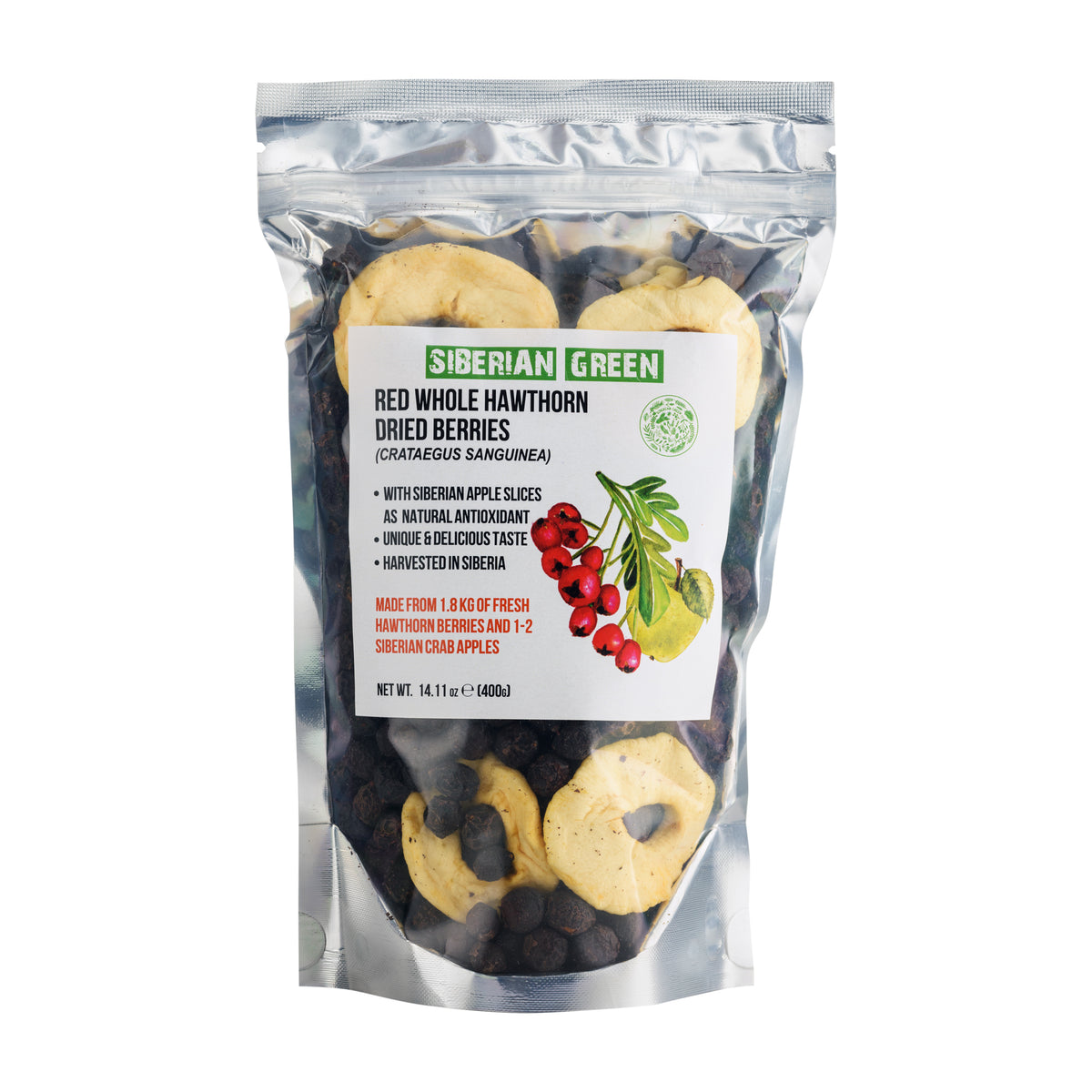 Bacche di biancospino rosso selvatico con mela siberiana - 400 g (Crataegus Sanguinea)