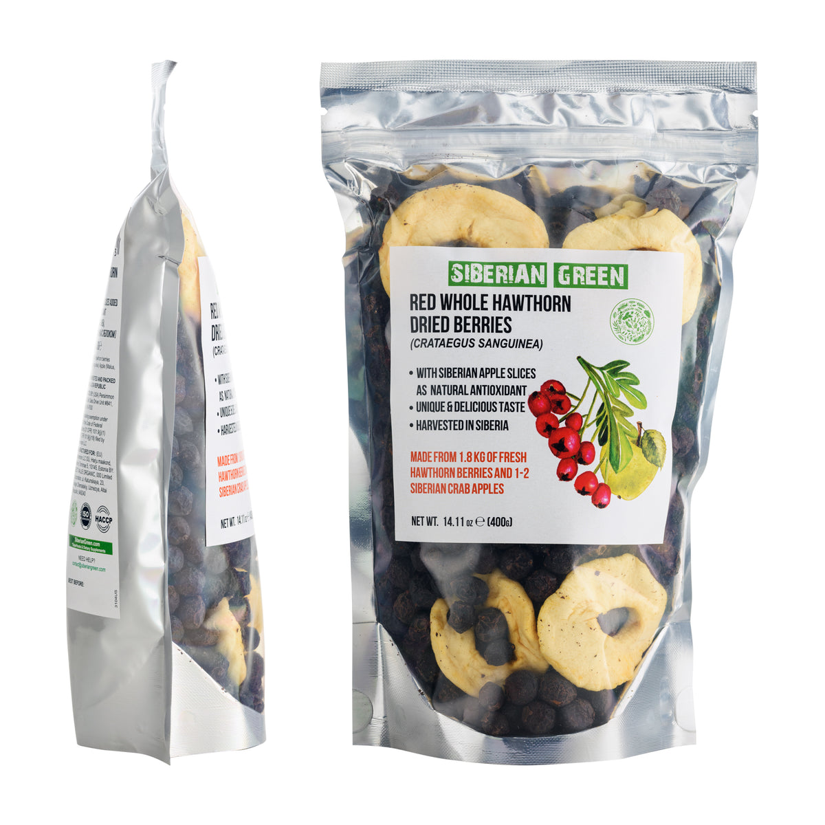 Bacche di biancospino rosso selvatico con mela siberiana - 400 g (Crataegus Sanguinea)