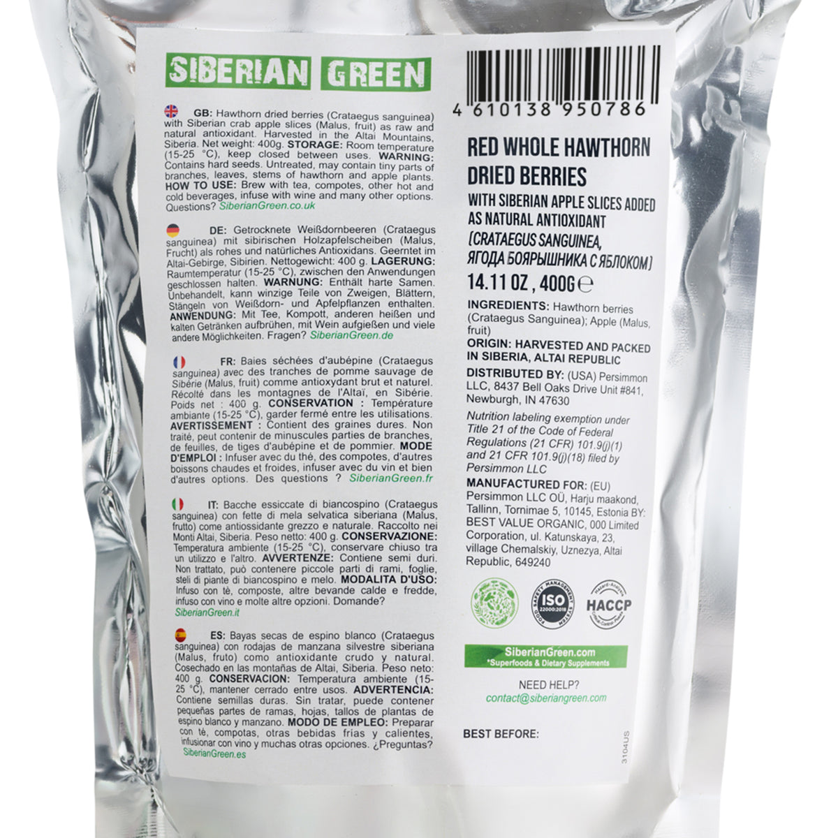 Bacche di biancospino rosso selvatico con mela siberiana - 400 g (Crataegus Sanguinea)