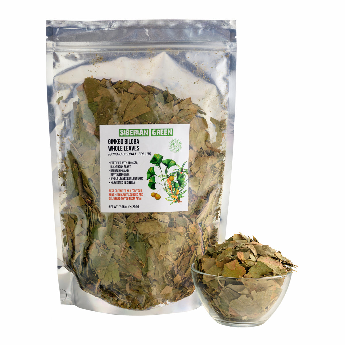 Ginkgo Biloba e foglie di olivello spinoso - 200 g di tisana sfusa