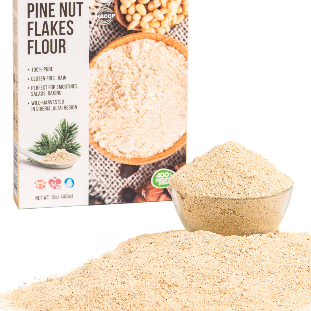 Polvere di pinoli siberiani - 454 g | Farina di pinoli biologici dell'Altai