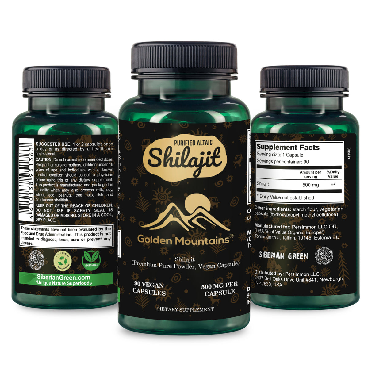 Capsule vegane di Shilajit delle Montagne d'Oro - 500mg | 90 Count