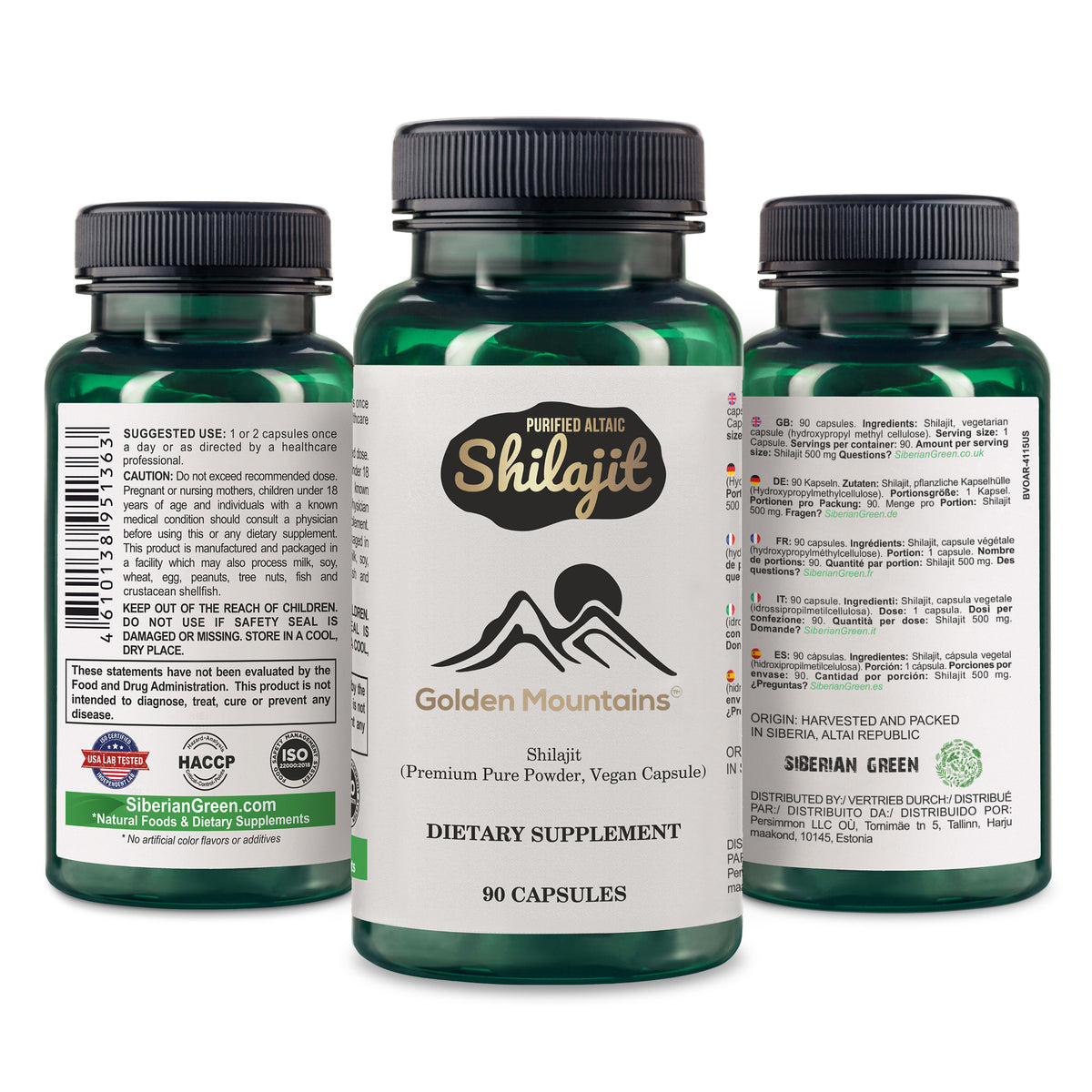 Capsule vegane di Shilajit delle Montagne d'Oro - 500mg | 90 Count
