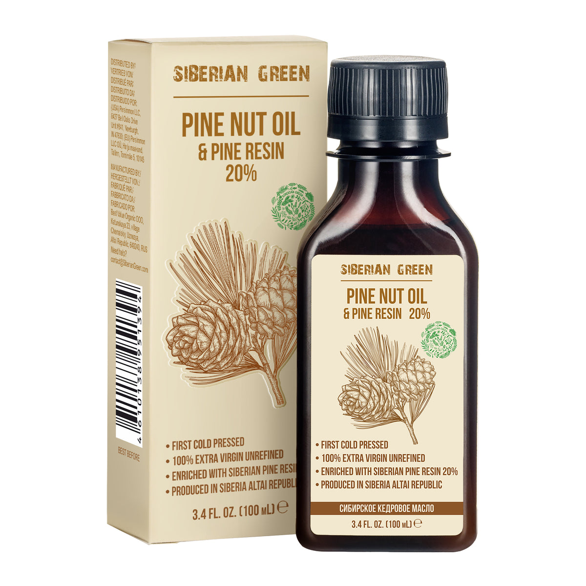 Olio di pinoli siberiani con resina di cedro - 100ml | 100% naturale e spremuto a freddo