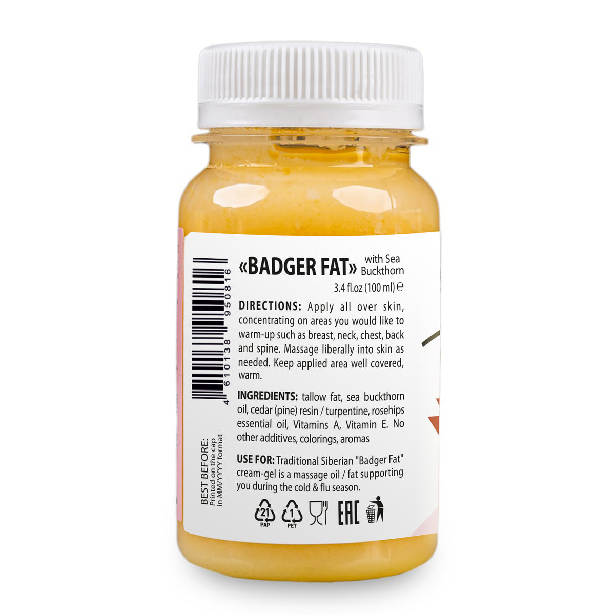 Crema-gel al grasso di tasso riscaldante verde siberiano - 100ml