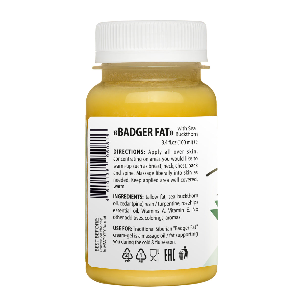 Crema grassa di tasso con olivello spinoso e resina di pino - 100ml