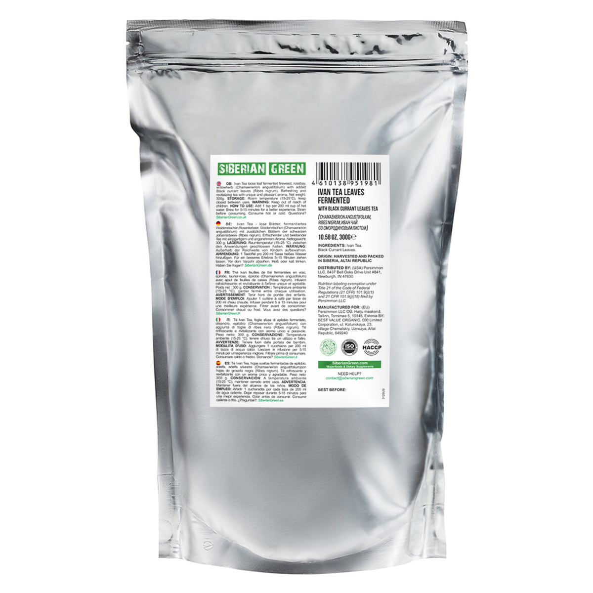 Tè verde siberiano Ivan - 300 g (10,58 oz) | Premium Ivan-Chai fermentato in foglie sfuse con foglie di ribes nero