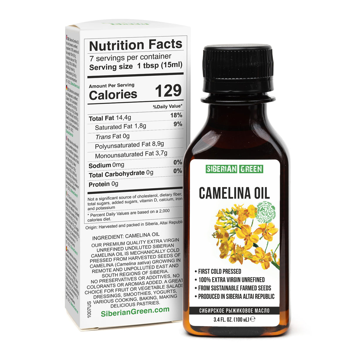 Olio di camelina siberiana - Extravergine, spremuto a freddo (100 ml)