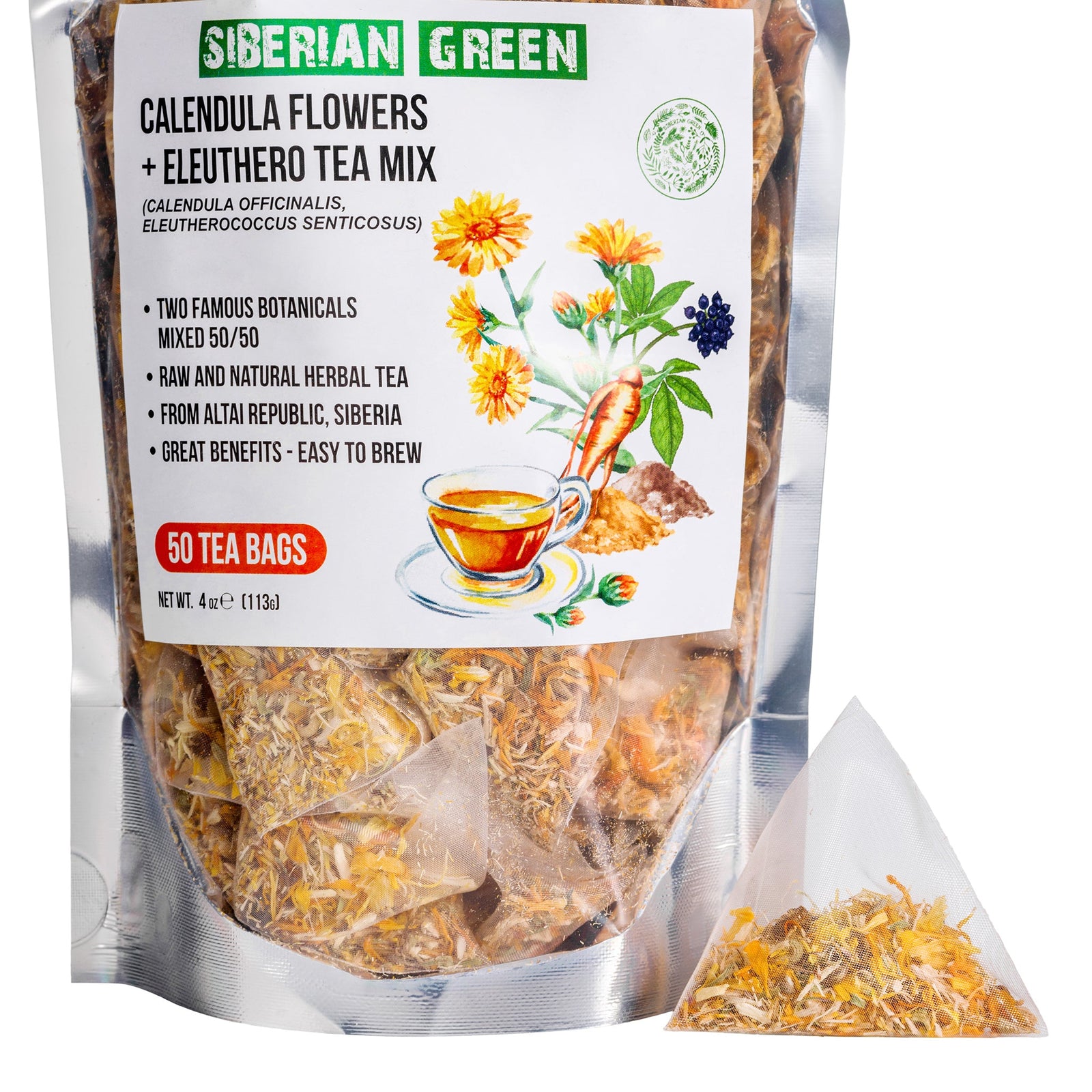 Tè di radice di eleuterio e fiori di calendula