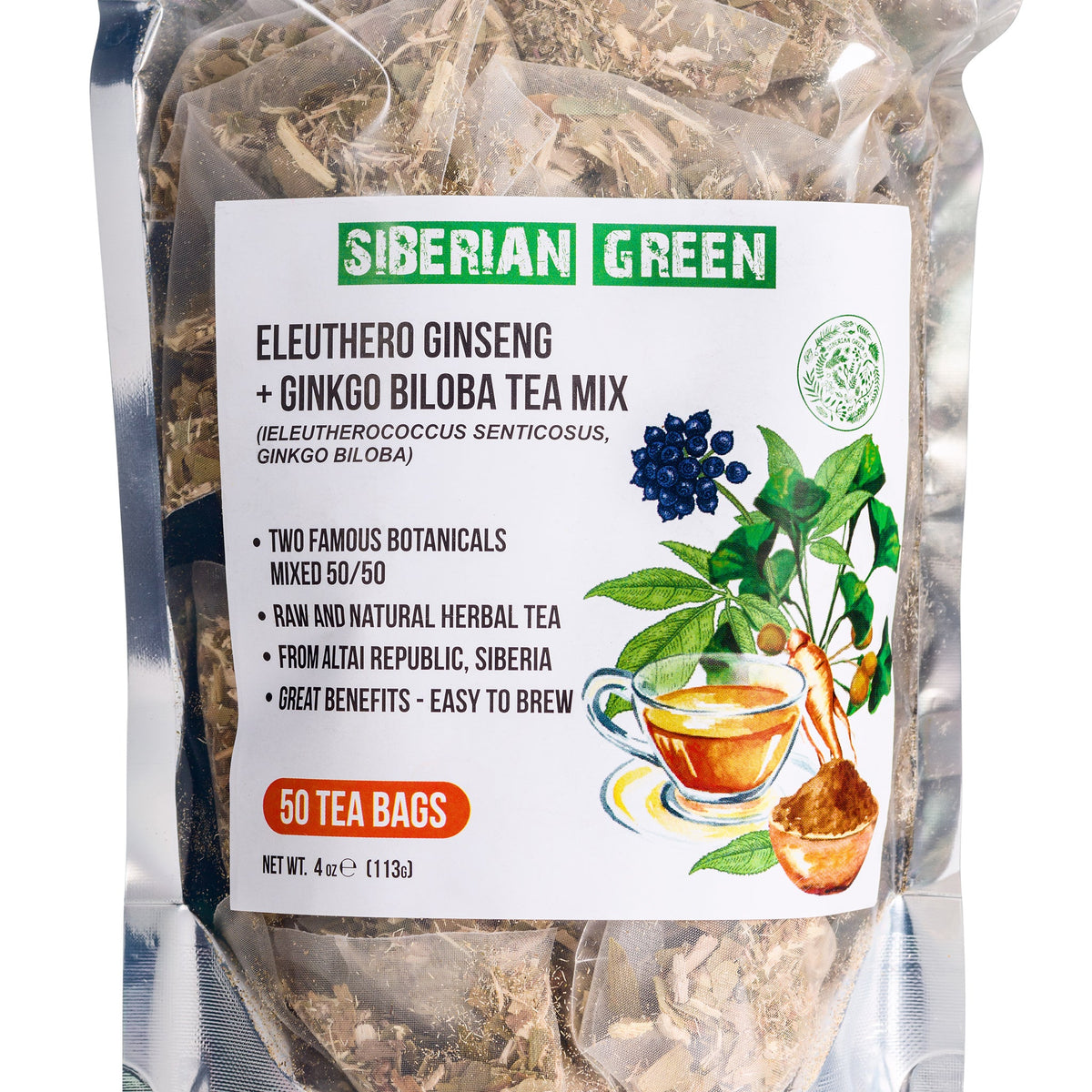 Miscela di erbe pregiate di Ginkgo Biloba e di radice di Eleuthero