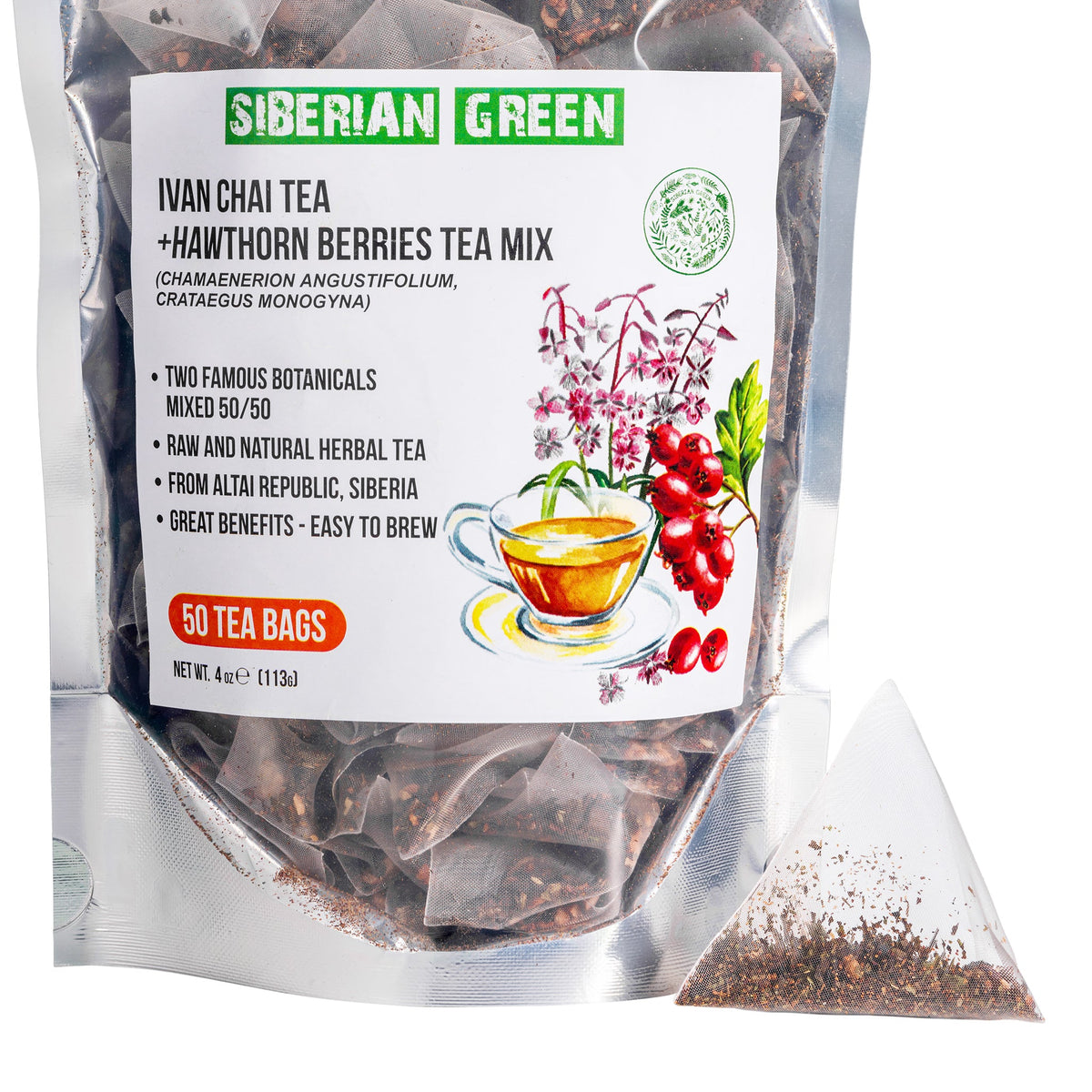 Tè verde siberiano Ivan Chai con bacche di biancospino 