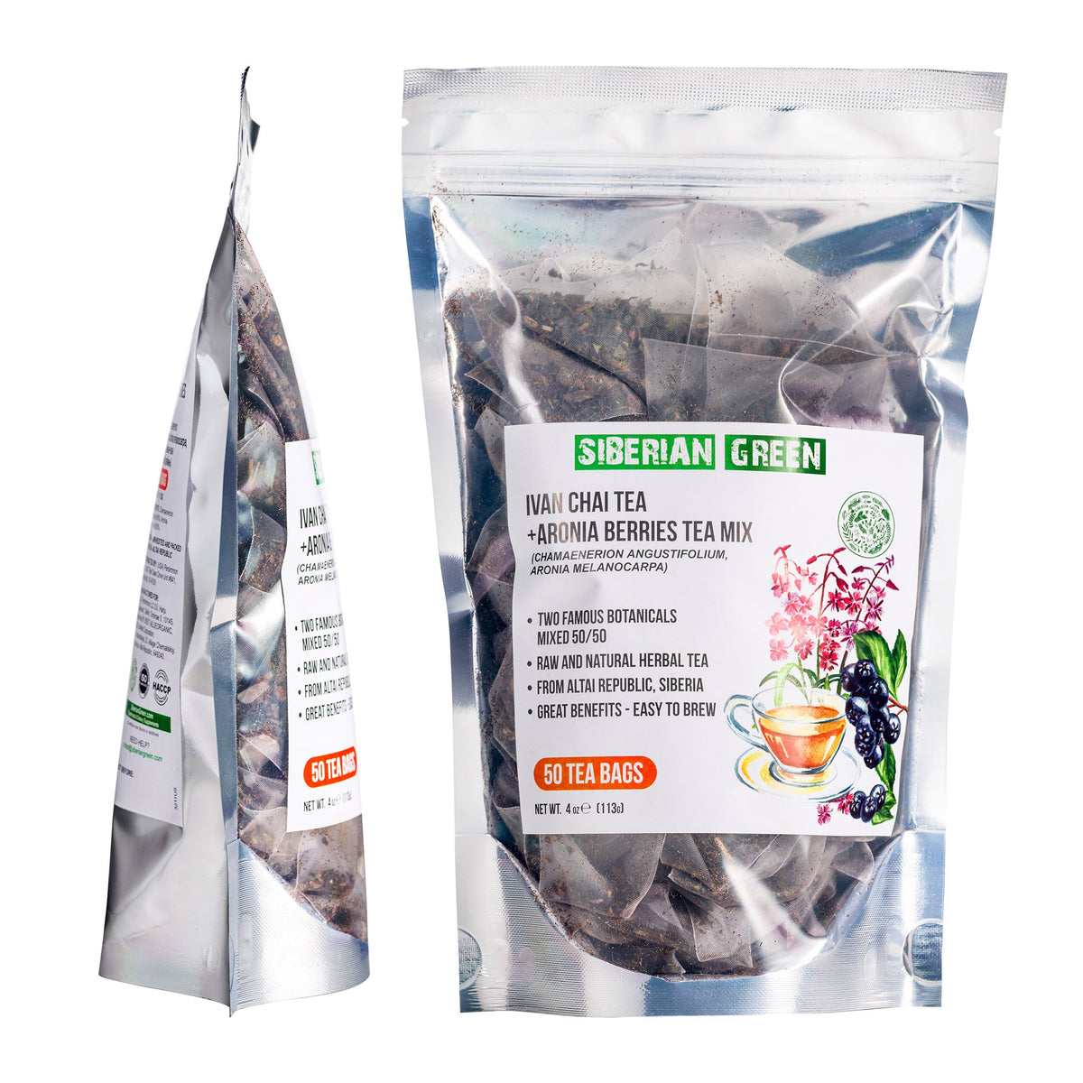 Tè verde siberiano Ivan Chai e bacche di Aronia 