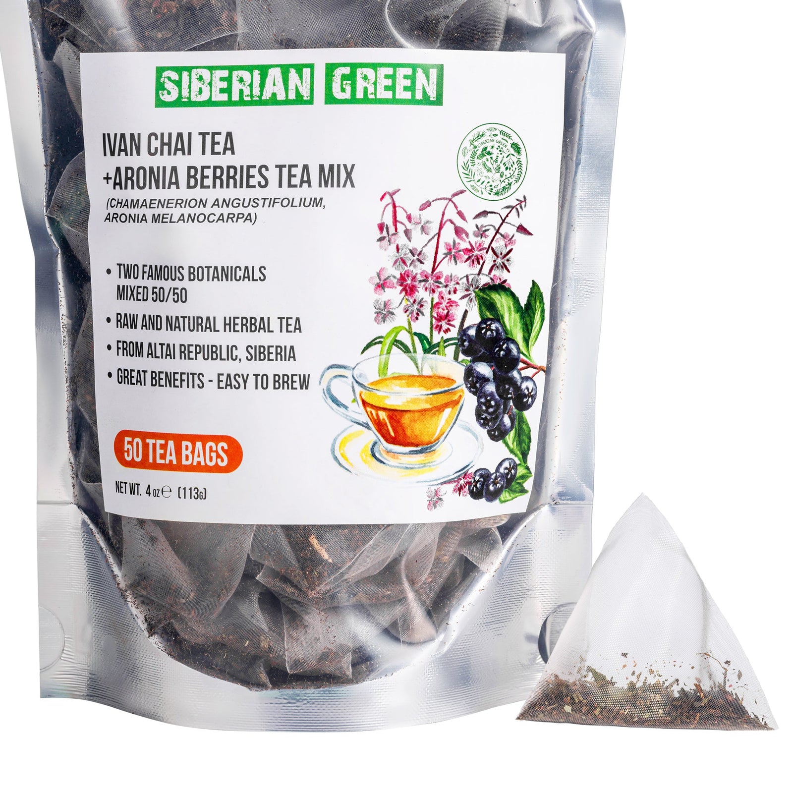 Tè verde siberiano Ivan Chai e bacche di Aronia 