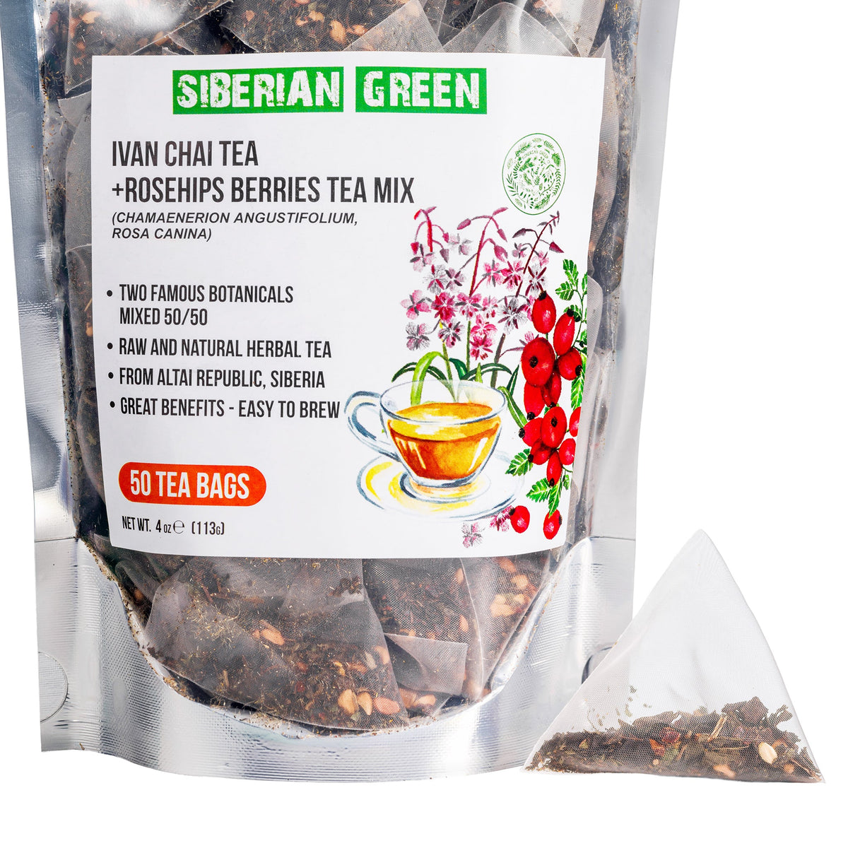 Confezione di tè verde siberiano Ivan Chai alla rosa canina