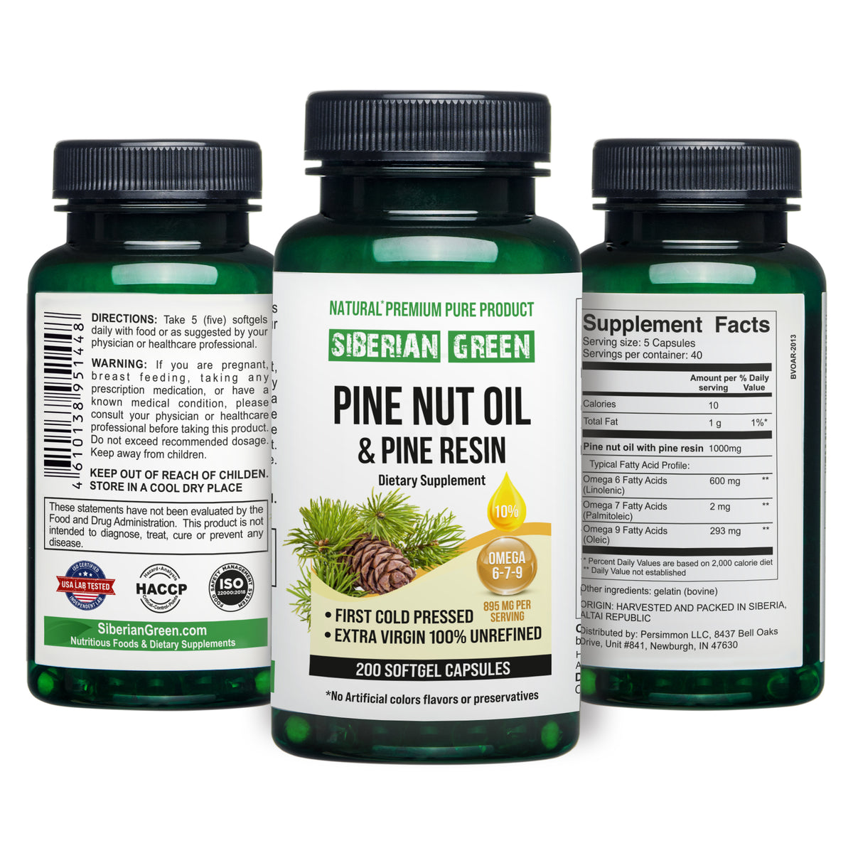 Capsule di olio di pino siberiano con resina di pino - 200 capsule molli