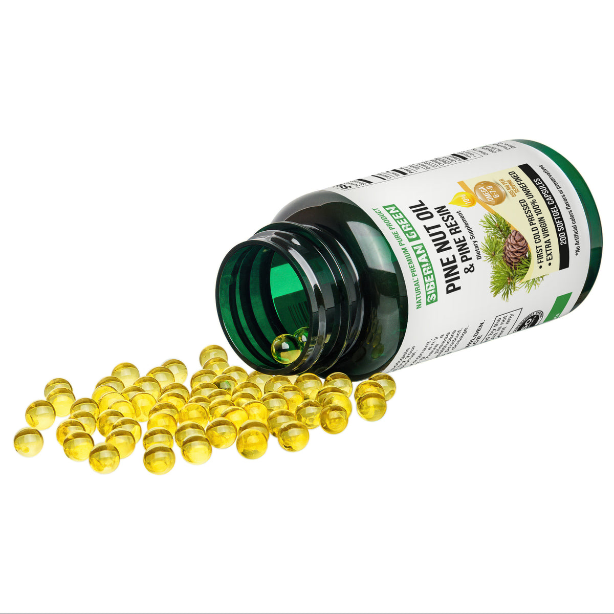 Capsule di olio di pino siberiano con resina di pino - 200 capsule molli